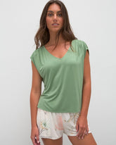 Rouched Short-Sleeve Pajama Tee