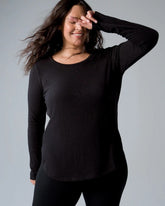 Cotton Slub Long-Sleeve Shirttail Tee