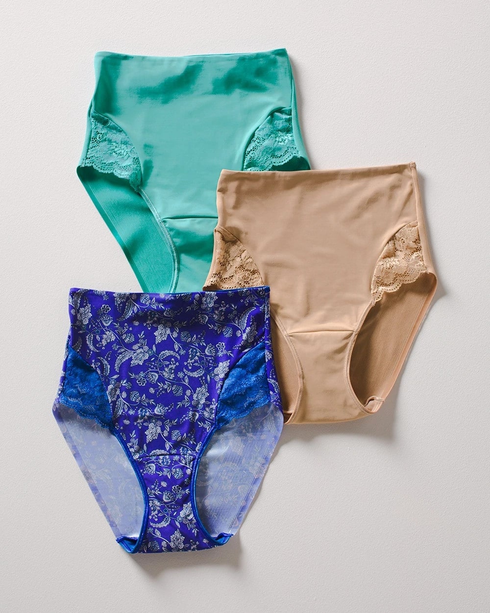 Tummy High-Waist Brief Panty with Lace 3 Pack