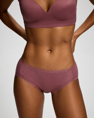 Cotton High-Leg Brief Panty with Lace Trim