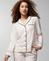 Long-Sleeve Notch Collar Pajama Top