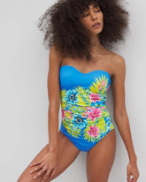 Let's Get Away Shirred Bandeau One Piece Suit