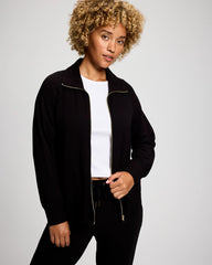 Ultra Soft Jersey Funnel Neck Zip Jacket