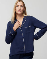 Long-Sleeve Notch Collar Pajama Top