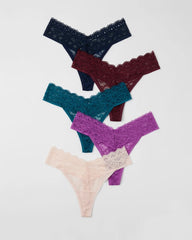Thong Panty with Enchanting Lace 5 Pack