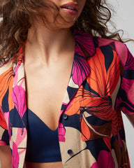 Short-Sleeve Notch Collar Pajama Top