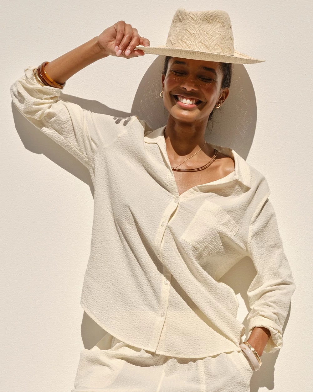 Textured Stripe Relaxed Collared Shirt