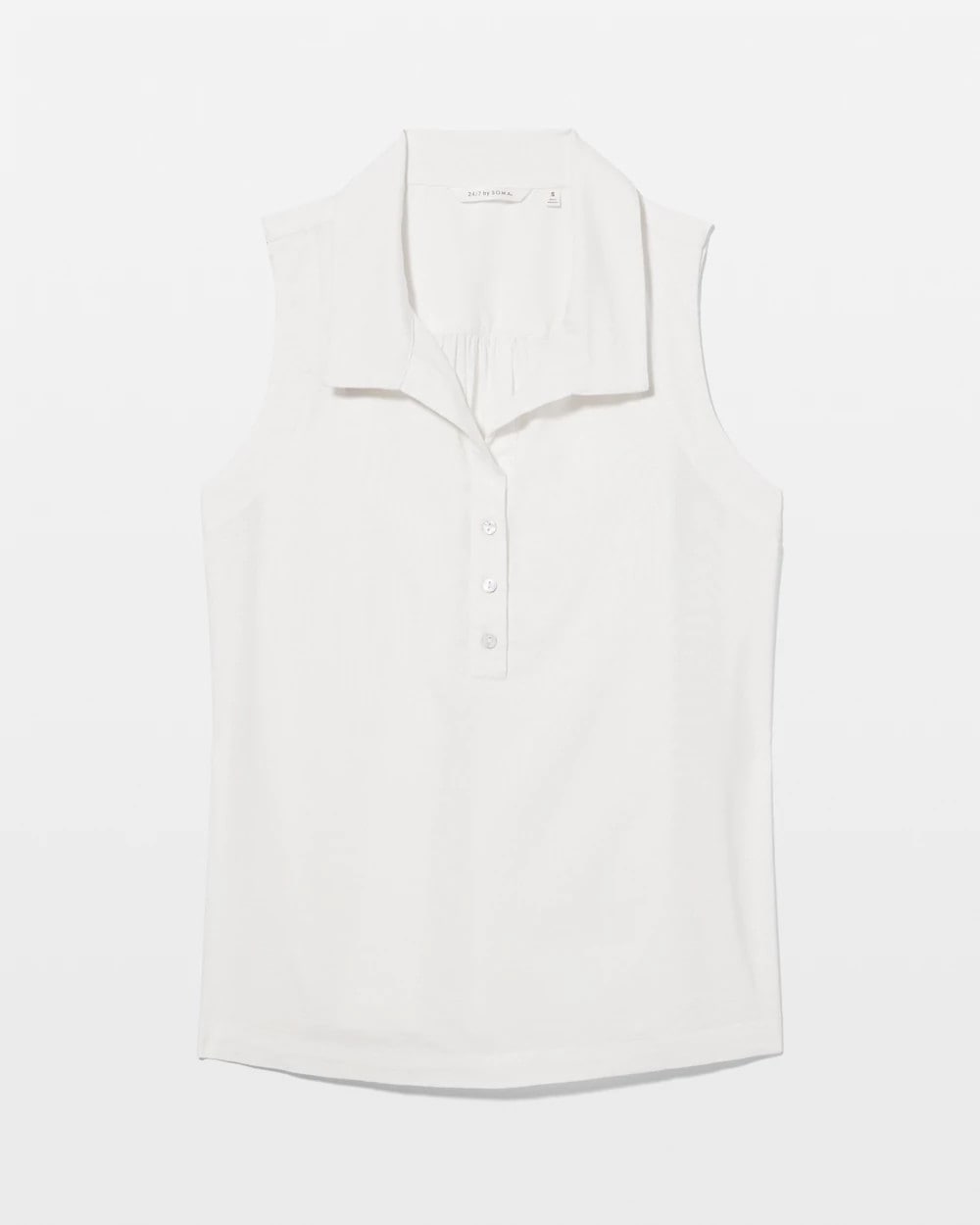 Beach Cotton Relaxed Sleeveless Collared Henley Top