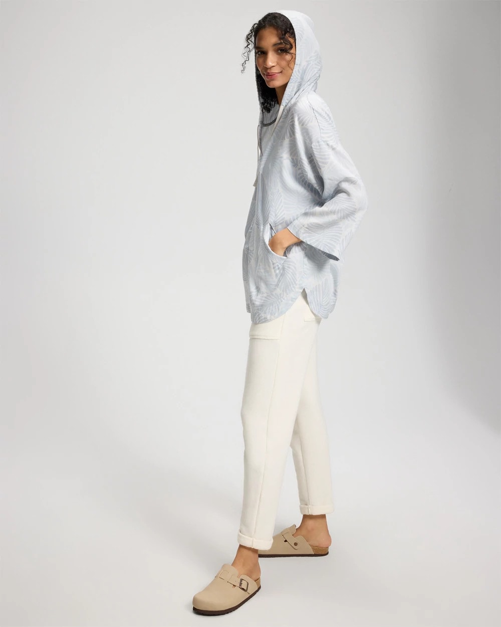 Chambray Oversized Zip-Up Jacket