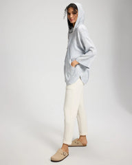 Chambray Oversized Zip-Up Jacket