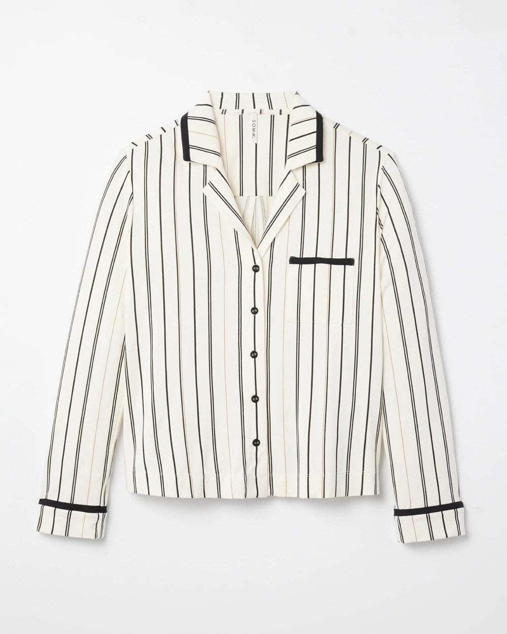 Long-Sleeve Notch Collar Pajama Top