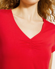 Ruched-Front Short-Sleeve Pajama Tee