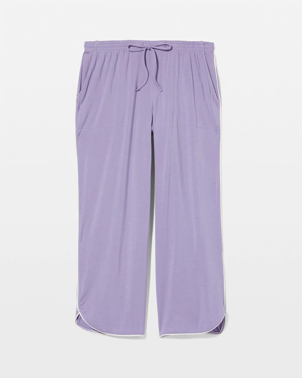 Solid Piped Crop Pajama Pant