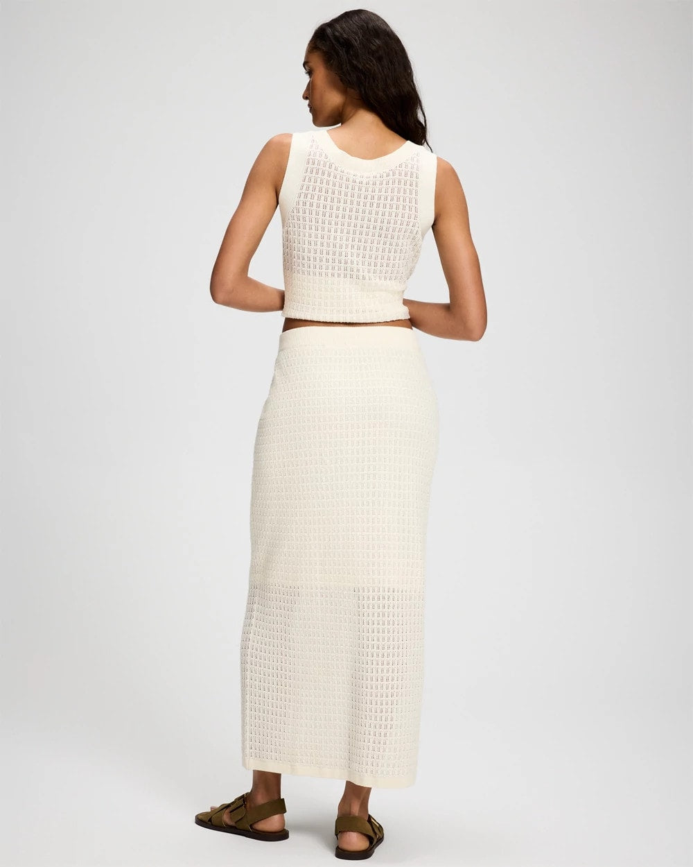 Cotton Pointelle Sweater Skirt