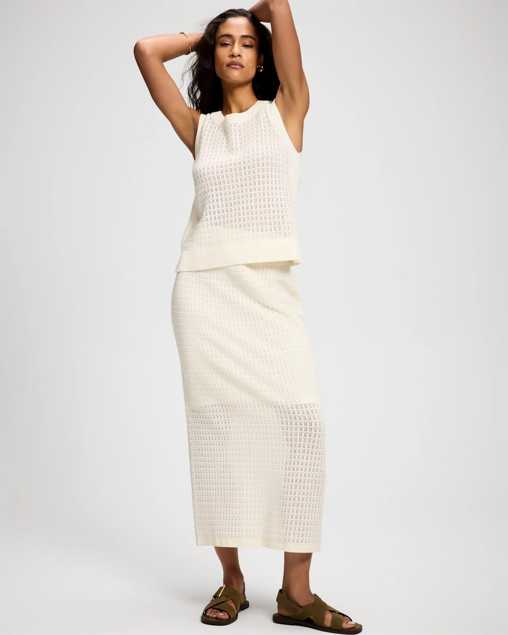 Cotton Pointelle Sweater Tank
