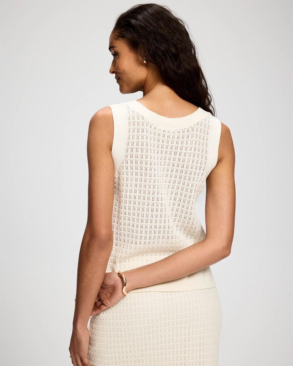 Cotton Pointelle Sweater Tank