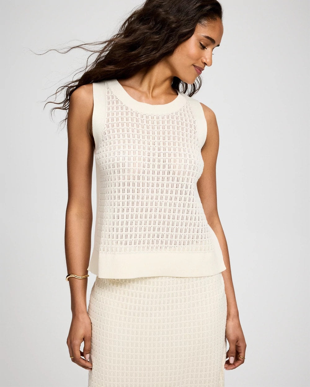 Cotton Pointelle Sweater Tank