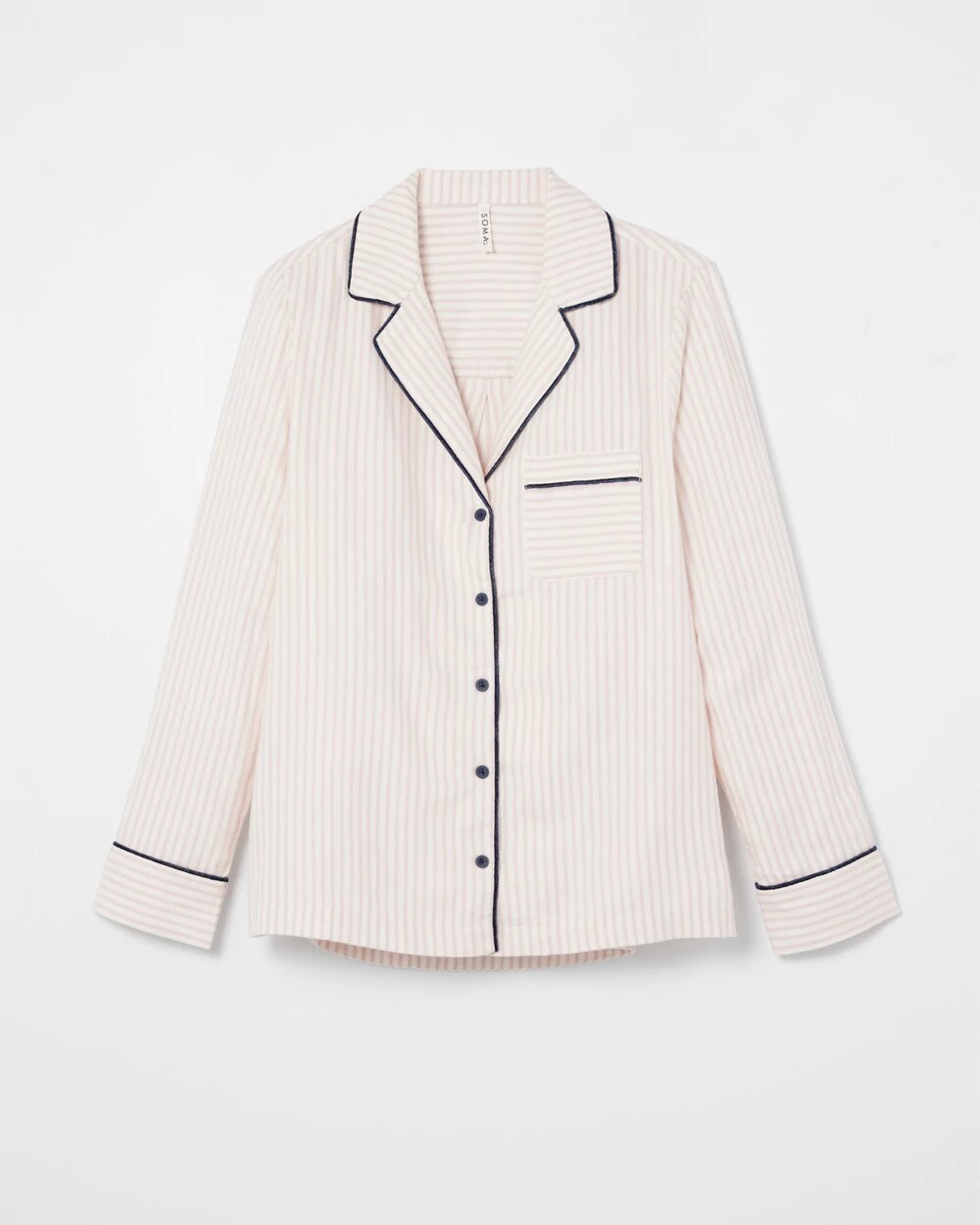 Long-Sleeve Notch Collar Pajama Top