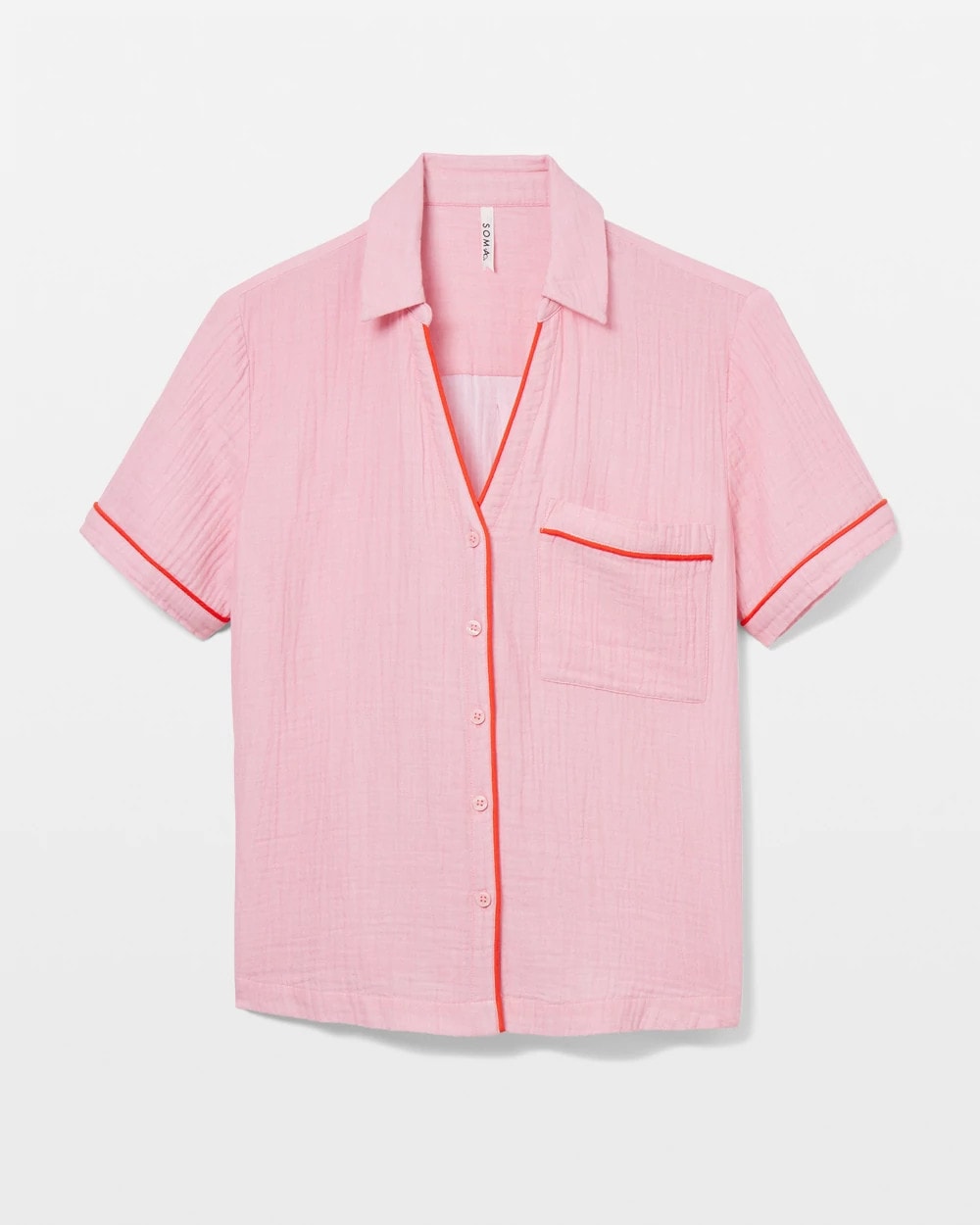 Short-Sleeve Notch Collar Pajama Top