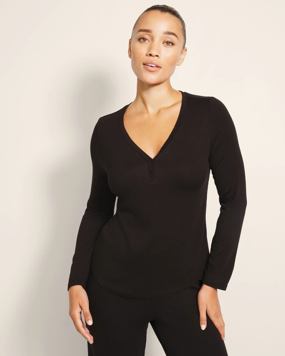 Long-Sleeve Pajama Henley