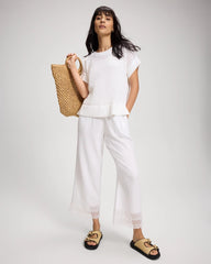 Cotton Mesh-Stitch Relaxed Fit Dolman Top