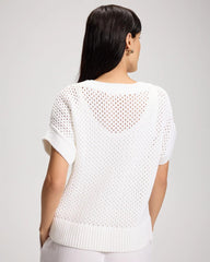 Cotton Mesh-Stitch Relaxed Fit Dolman Top