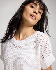 Cotton Mesh-Stitch Relaxed Fit Dolman Top