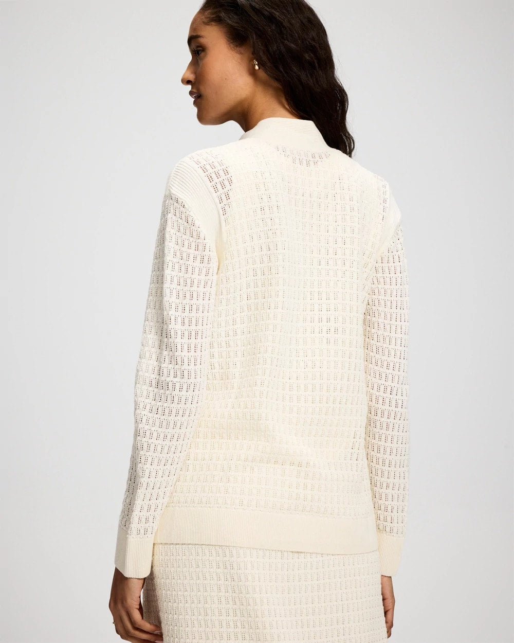 Cotton Pointelle Open Sweater Wrap