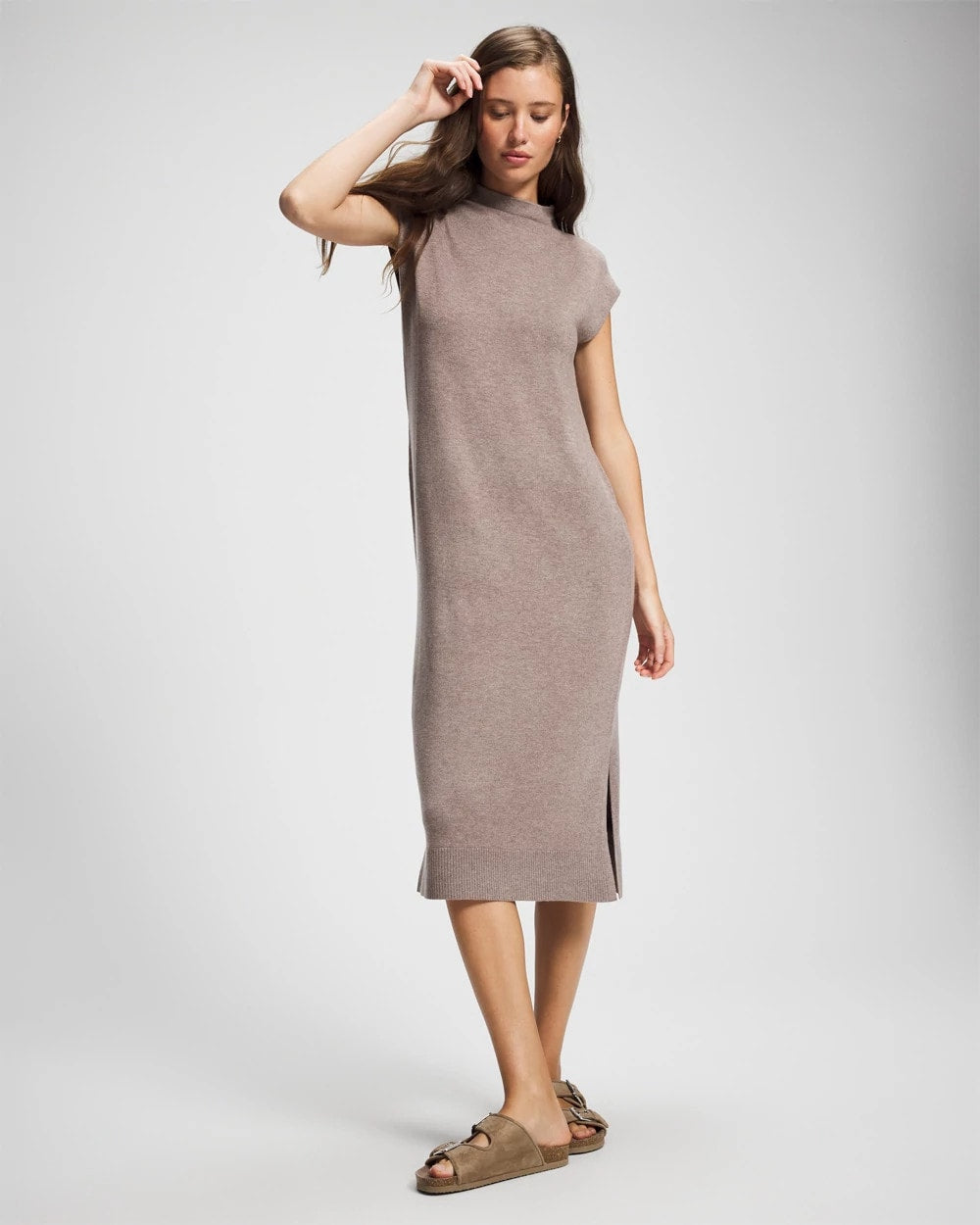 Premier Knit Sweater Funnel Neck Midi Dress