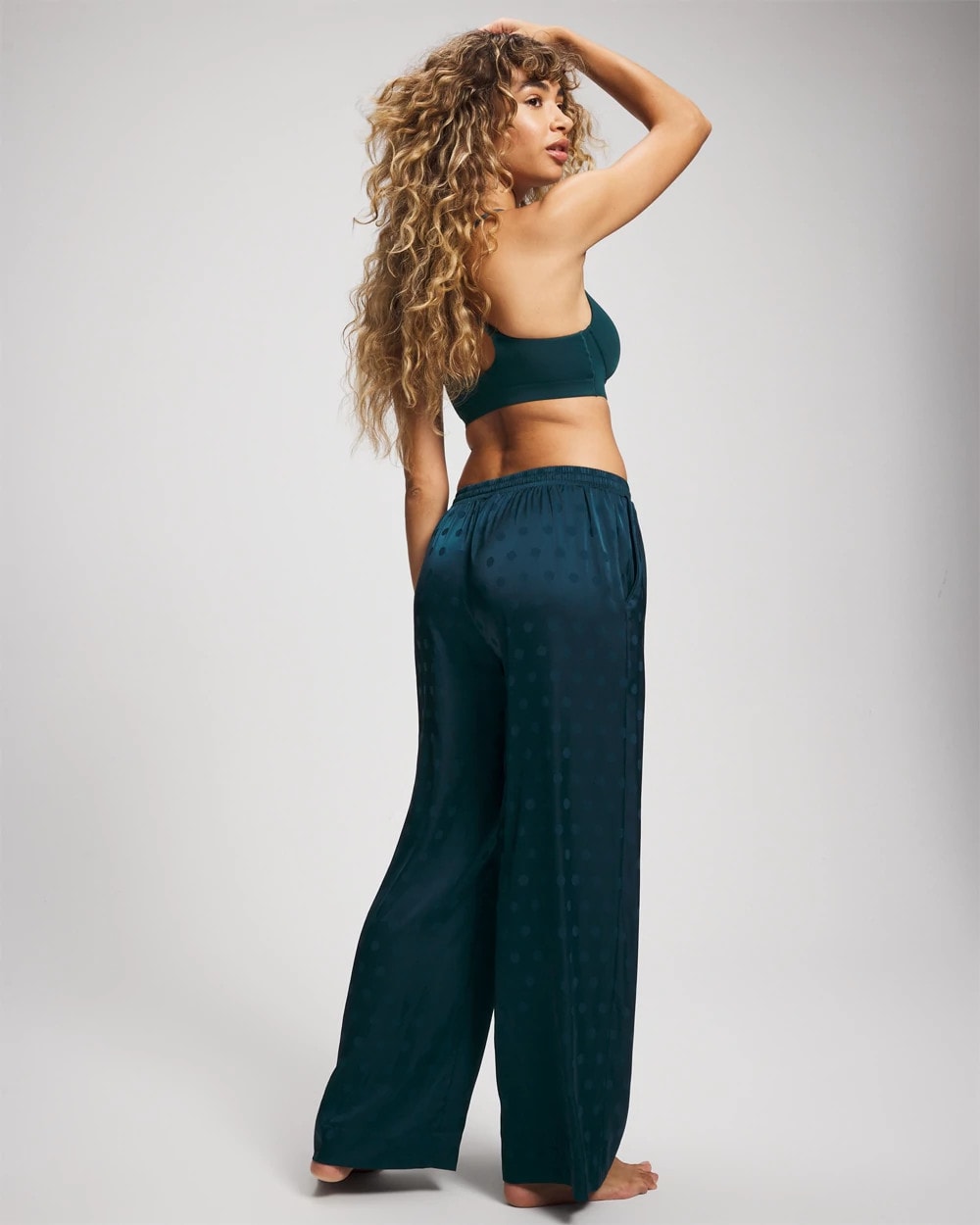 Jacquard Dot Satin Relaxed Pant
