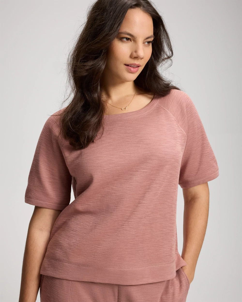 Slub French Terry Relaxed Dolman Sleeve Top