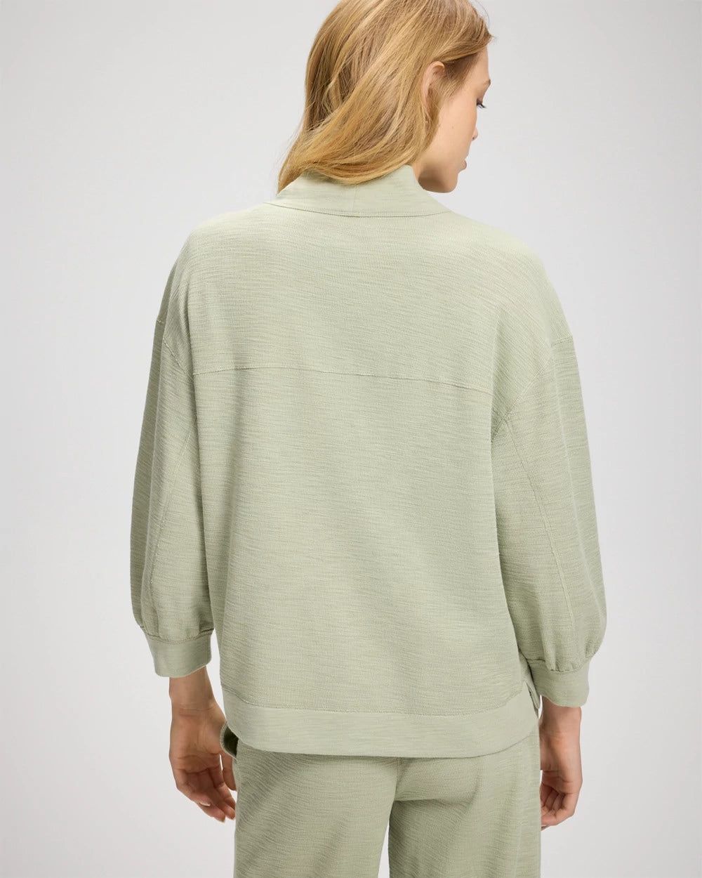 Slub French Terry Relaxed Open-Front Cardi