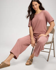 Slub French Terry Relaxed Wide Leg Ankle Pants