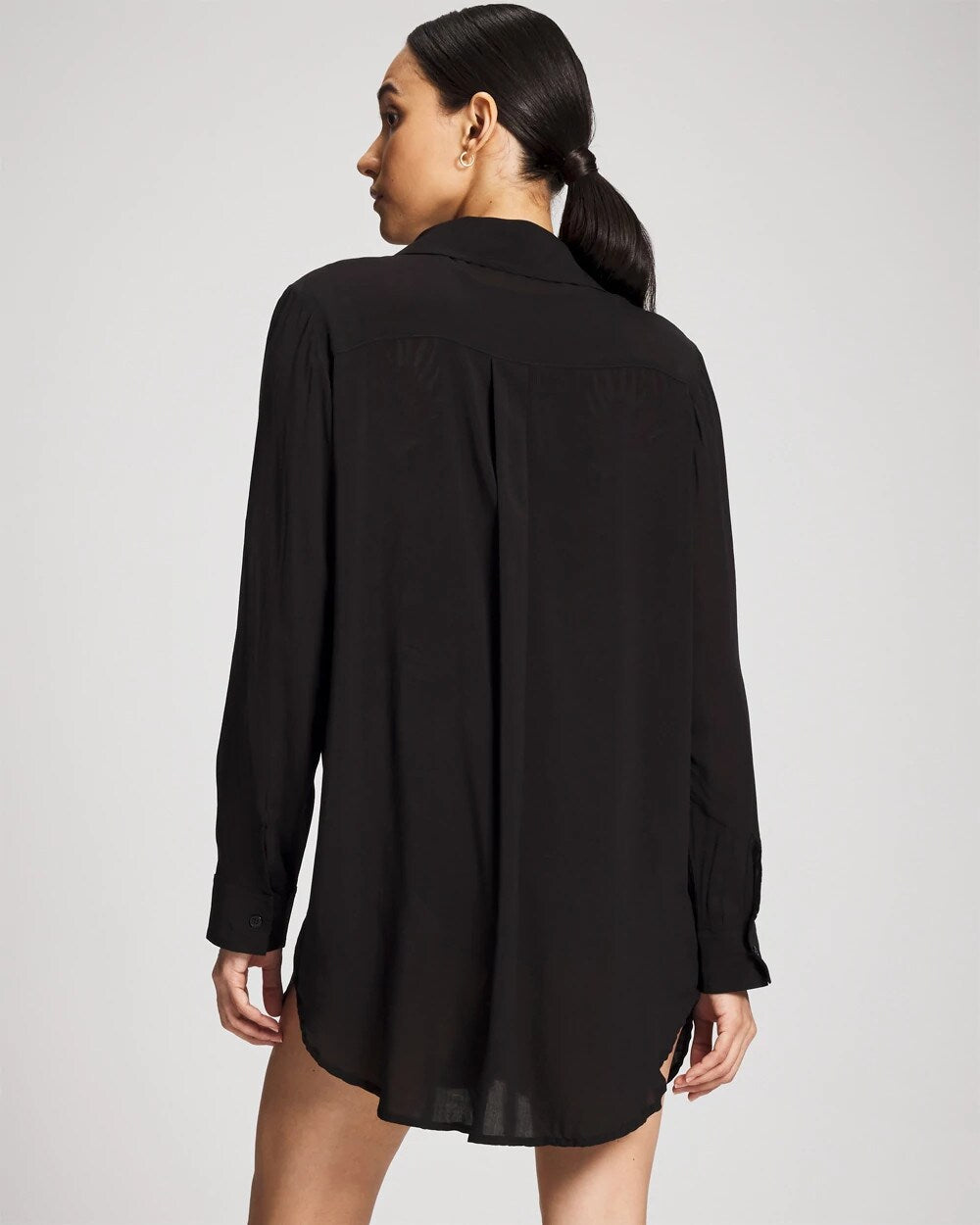 Solid Essentials Button Down Cover-Up Shirt