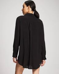 Solid Essentials Button Down Cover-Up Shirt
