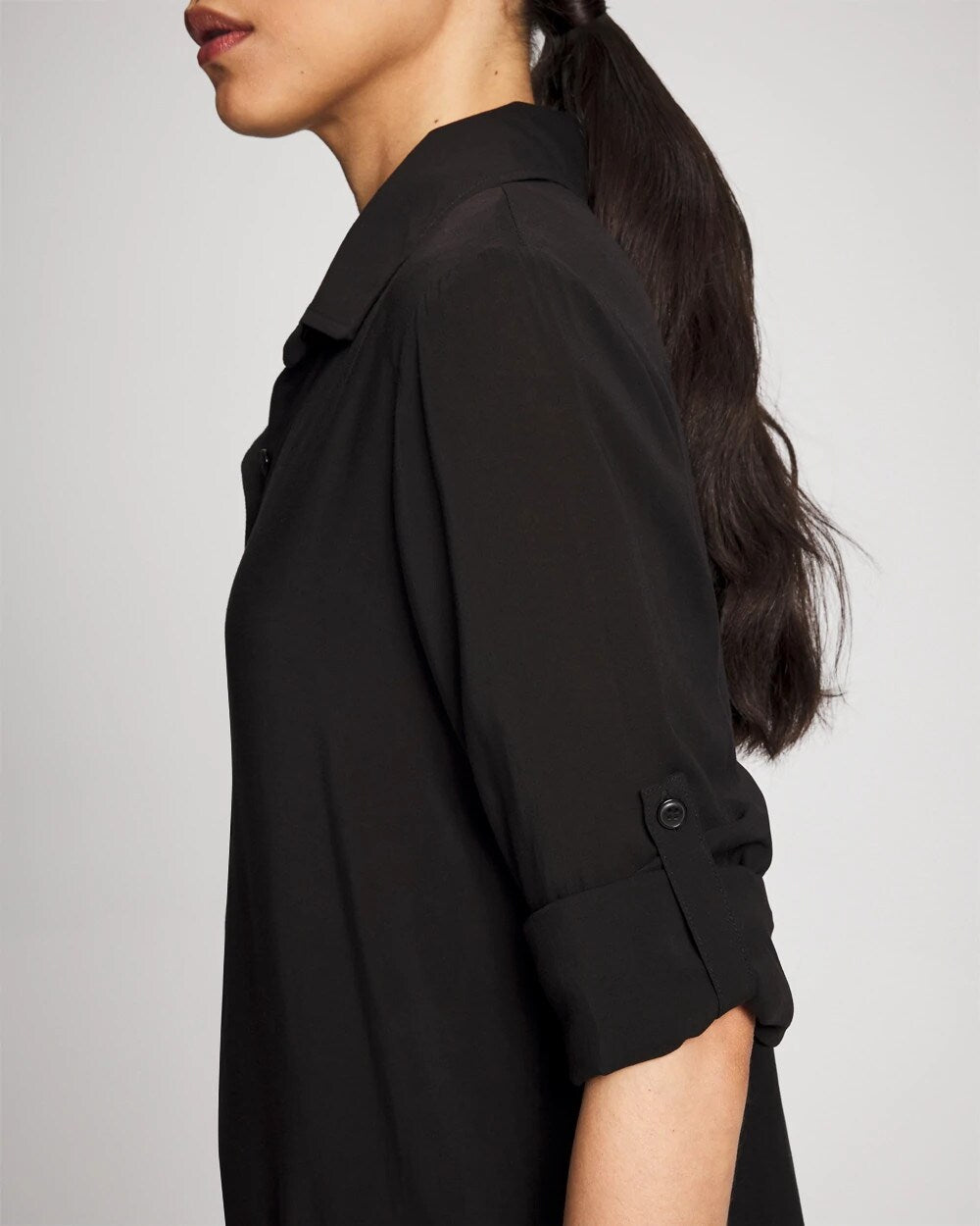 Solid Essentials Button Down Cover-Up Shirt