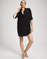 Solid Essentials Button Down Cover-Up Shirt