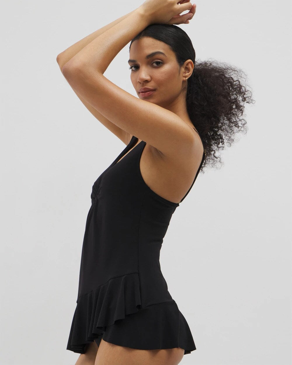 Beyond Control Solid Essentials Ruffle Swim Dress