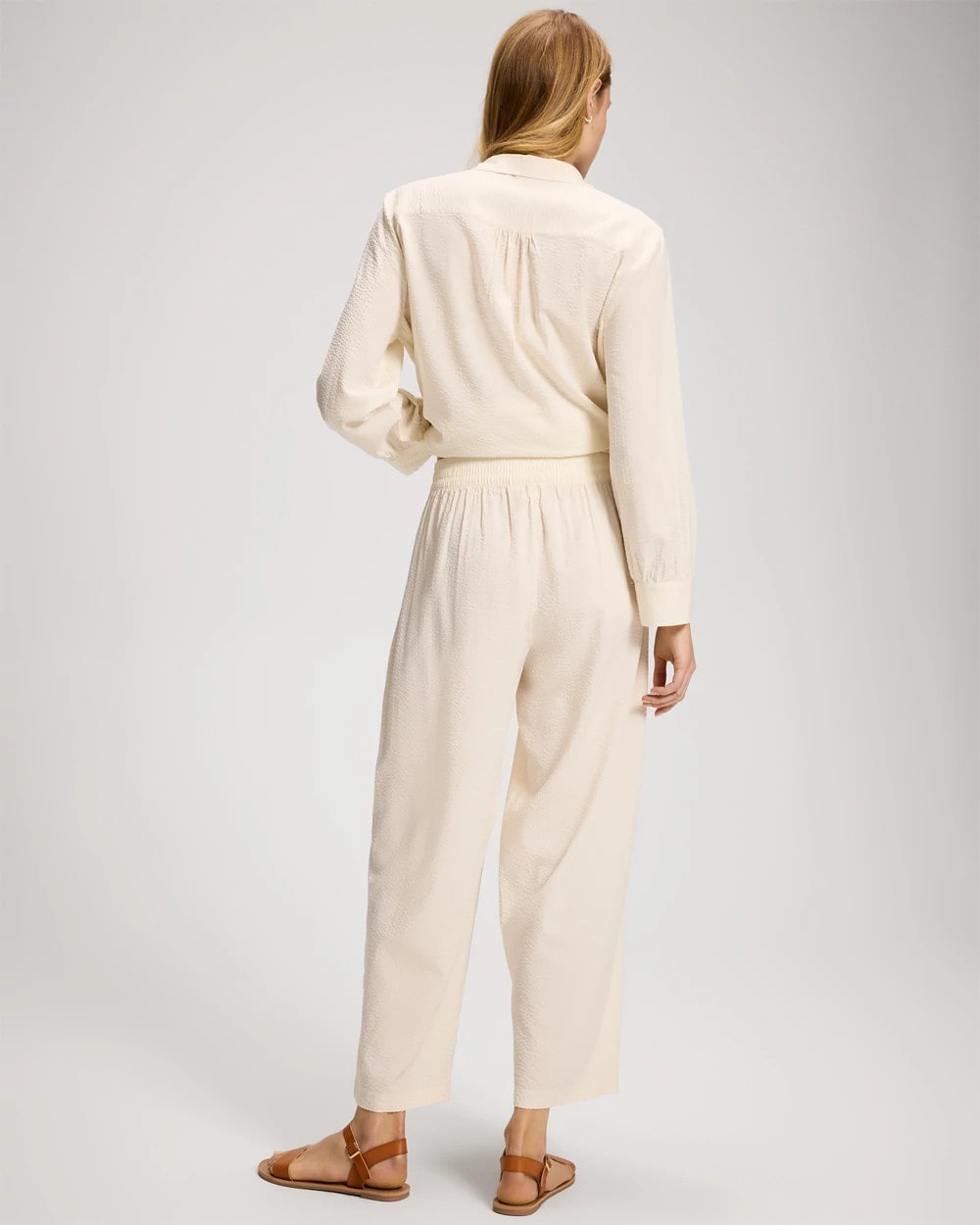 Textured Stripe Relaxed Barrel Pants