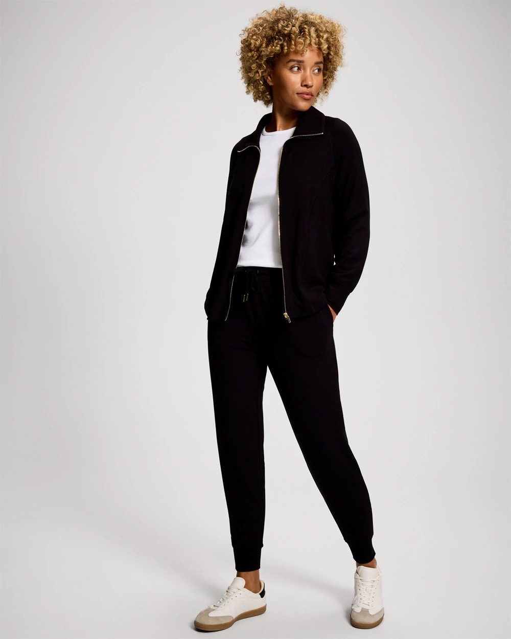 Ultra Soft Jersey Funnel Neck Zip Jacket