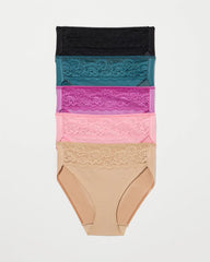 Cotton Blend High-Leg Panty with Lace 5 Pack